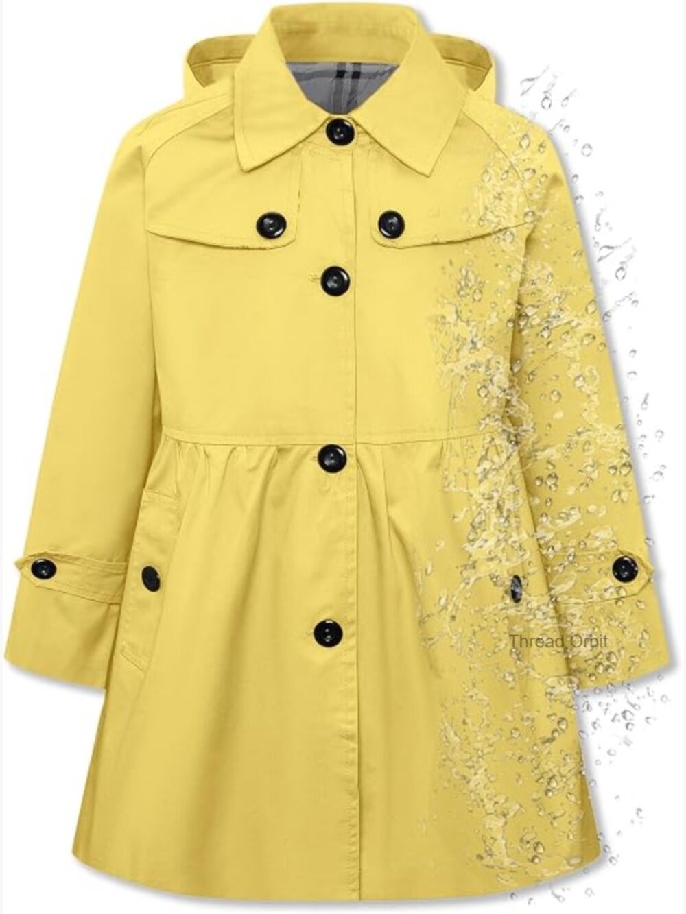 Girls Lightweight Waterproof Hooded Raincoat Trench Jacket 2-14Y